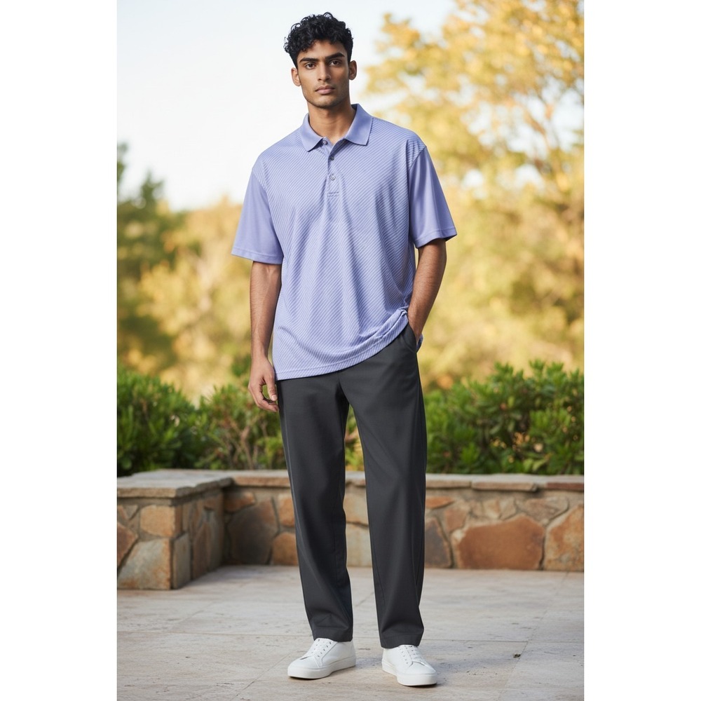Pebble Beach Dry-Luxe Performance Polo Shirt Mens‎ XL Blue Striped Golf Top